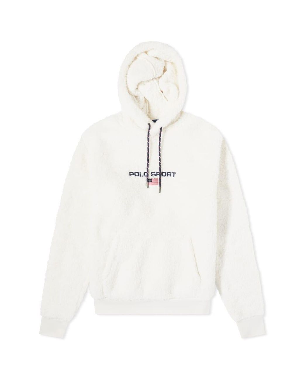 Polo Ralph Lauren Polo Sport Borg Fleece Popover Hoody in White for Men |  Lyst