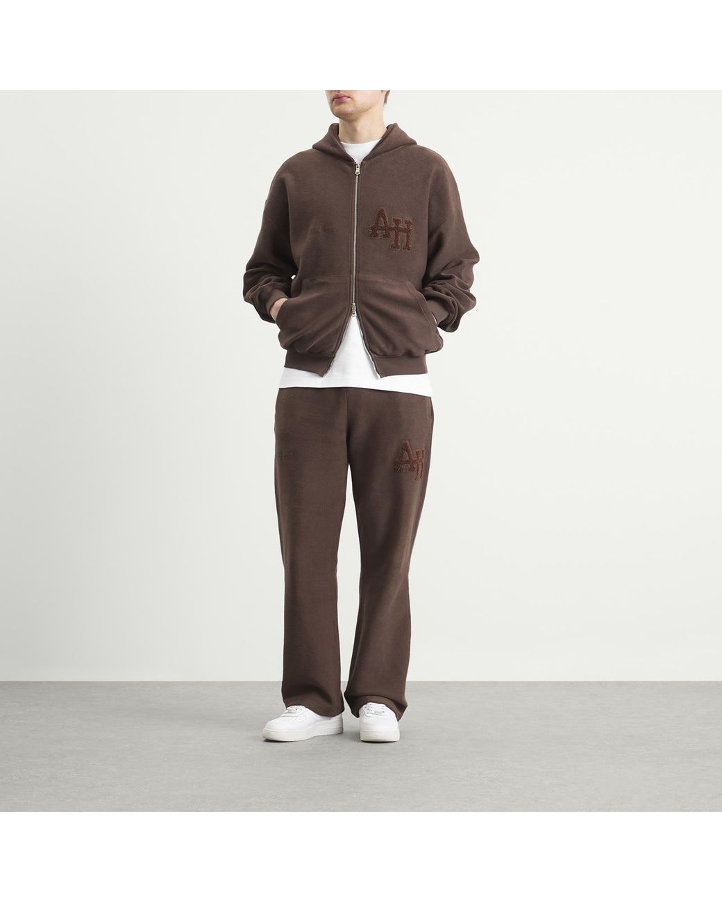 Annie Hood Brown Inside Out College Straight Joggers for men