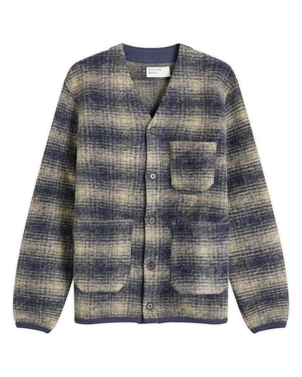Universal Works Gray Uist Fleece Cardigan for men