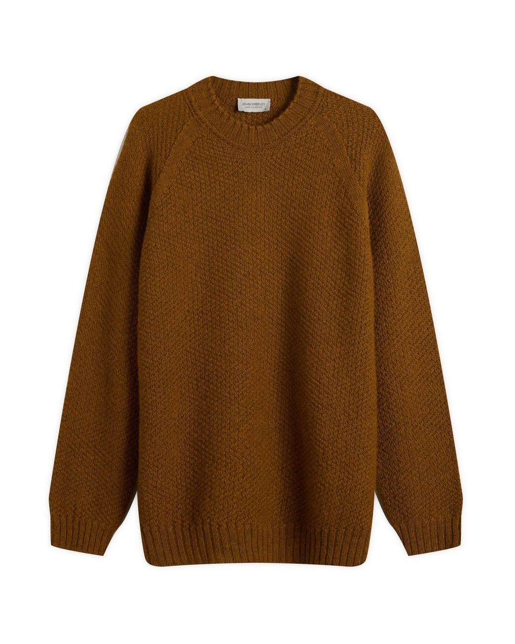 John Smedley Brown Couper Moss Stitch British Wool Jumper for men