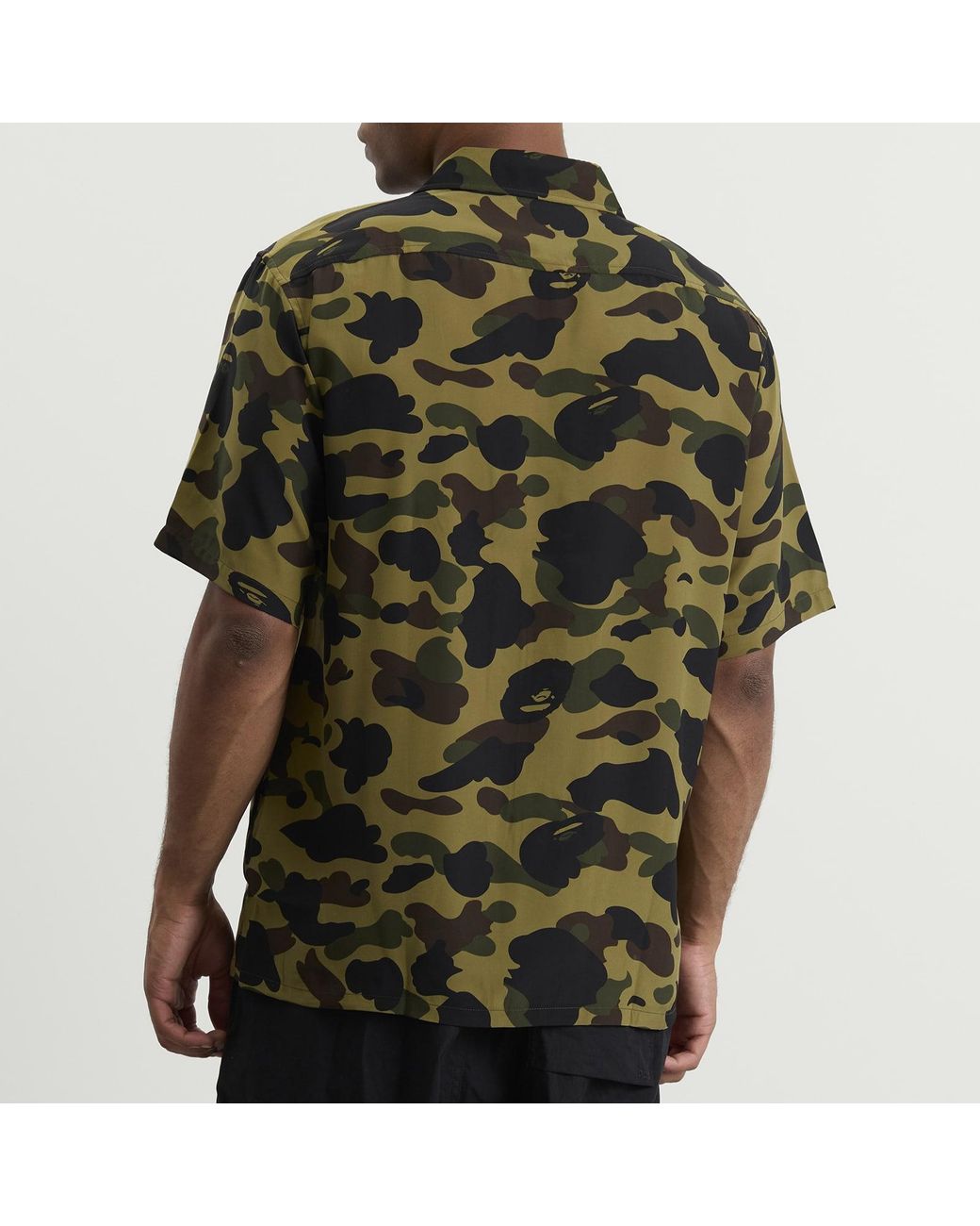 A Bathing Ape Green 1St Camo Open Collar Short Sleeve Shirt for men