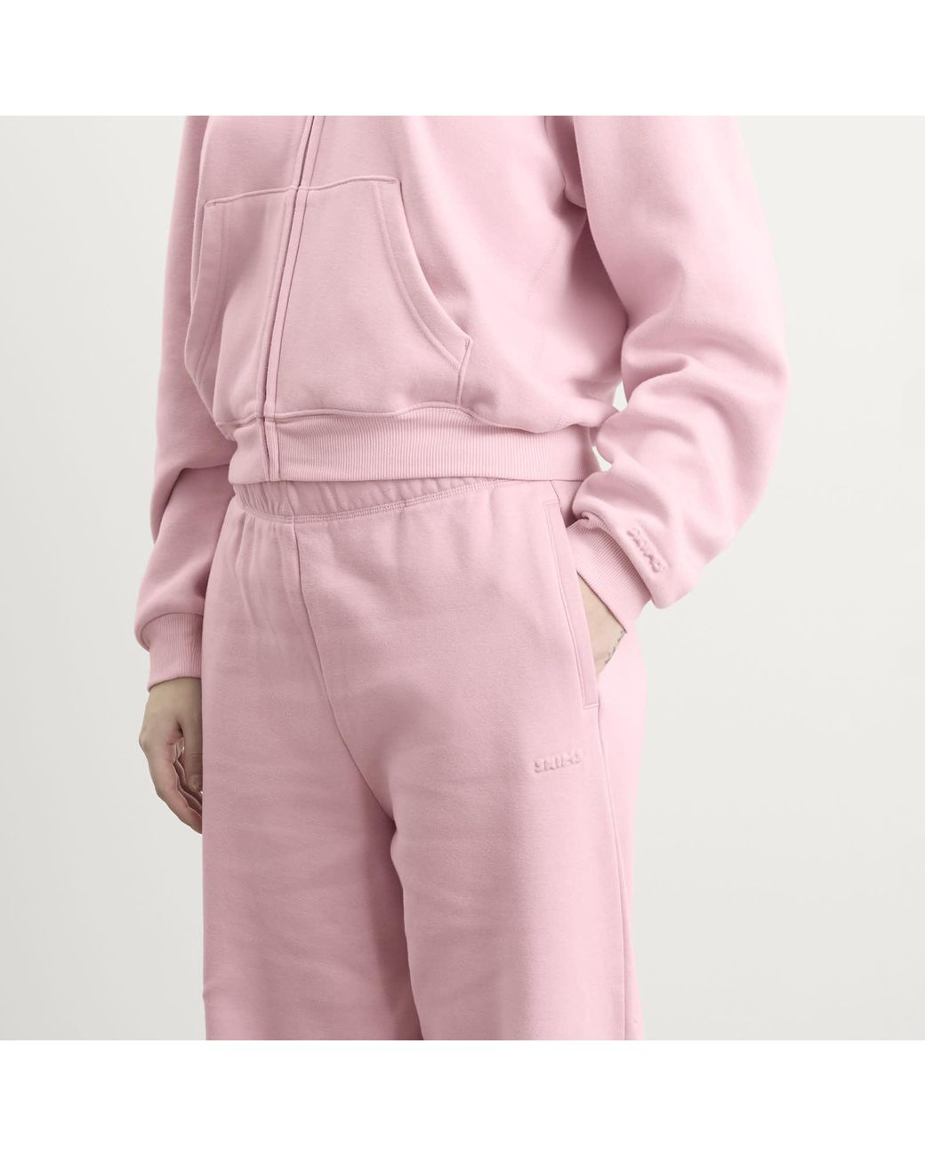 Skims Pink Cotton Fleece Classic Straight Leg Pants