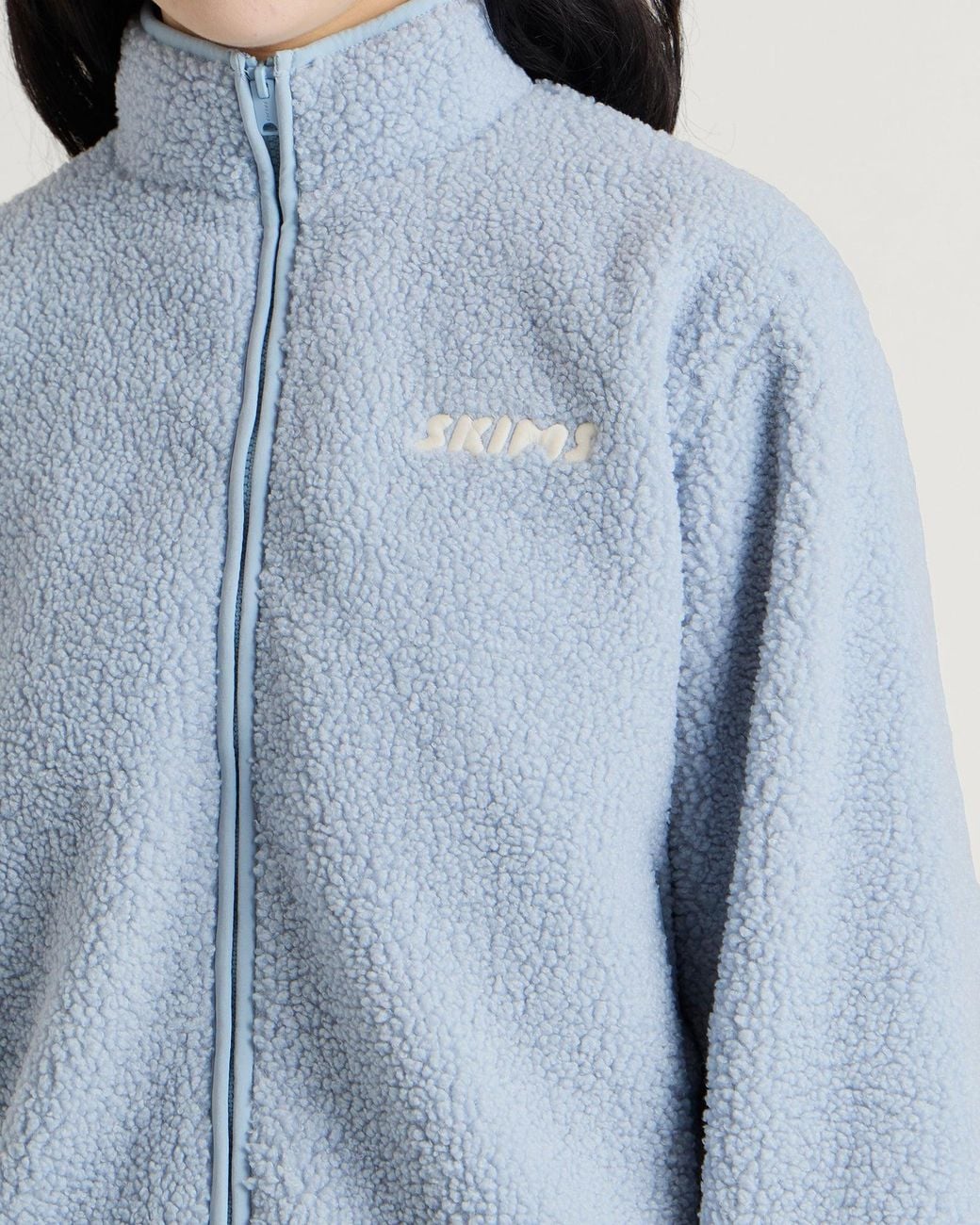 Skims Blue Teddy Boxy Zip Up Jacket