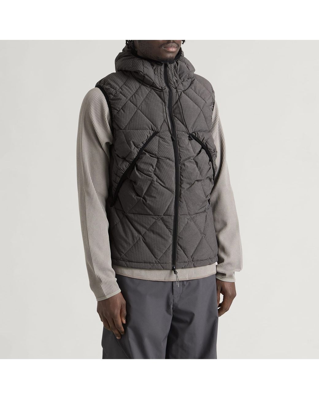 Roa Gray Nuna 800 Fill Power Pinstriped Down Vest for men
