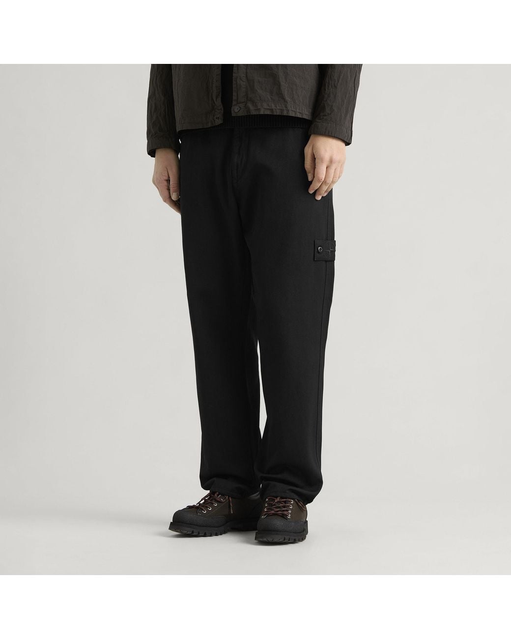 Stone Island Black Ghost Raw Hand Wool Cotton Gabardine-Tc Trouser for men
