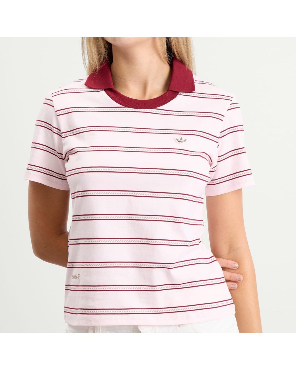 Adidas Pink Stripe Polo