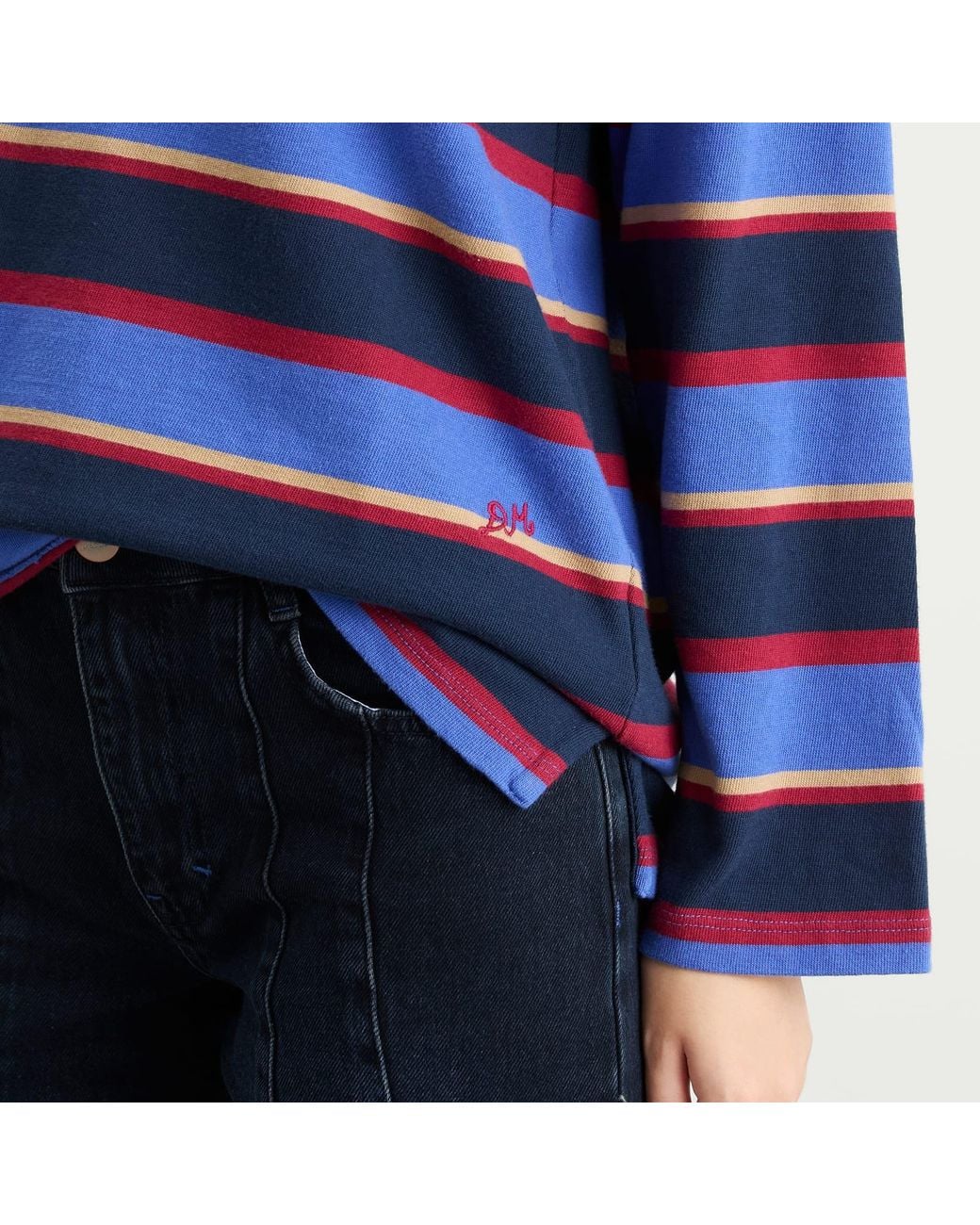 Damson Madder Blue Ali Long Sleeve Stripe T-Shirt