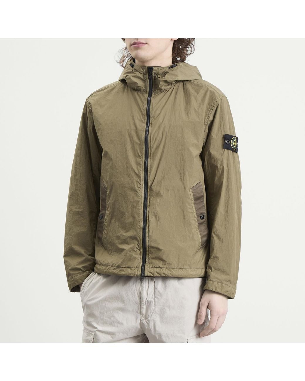 Stone Island Green Crinkle Reps Hooded Jacket for men