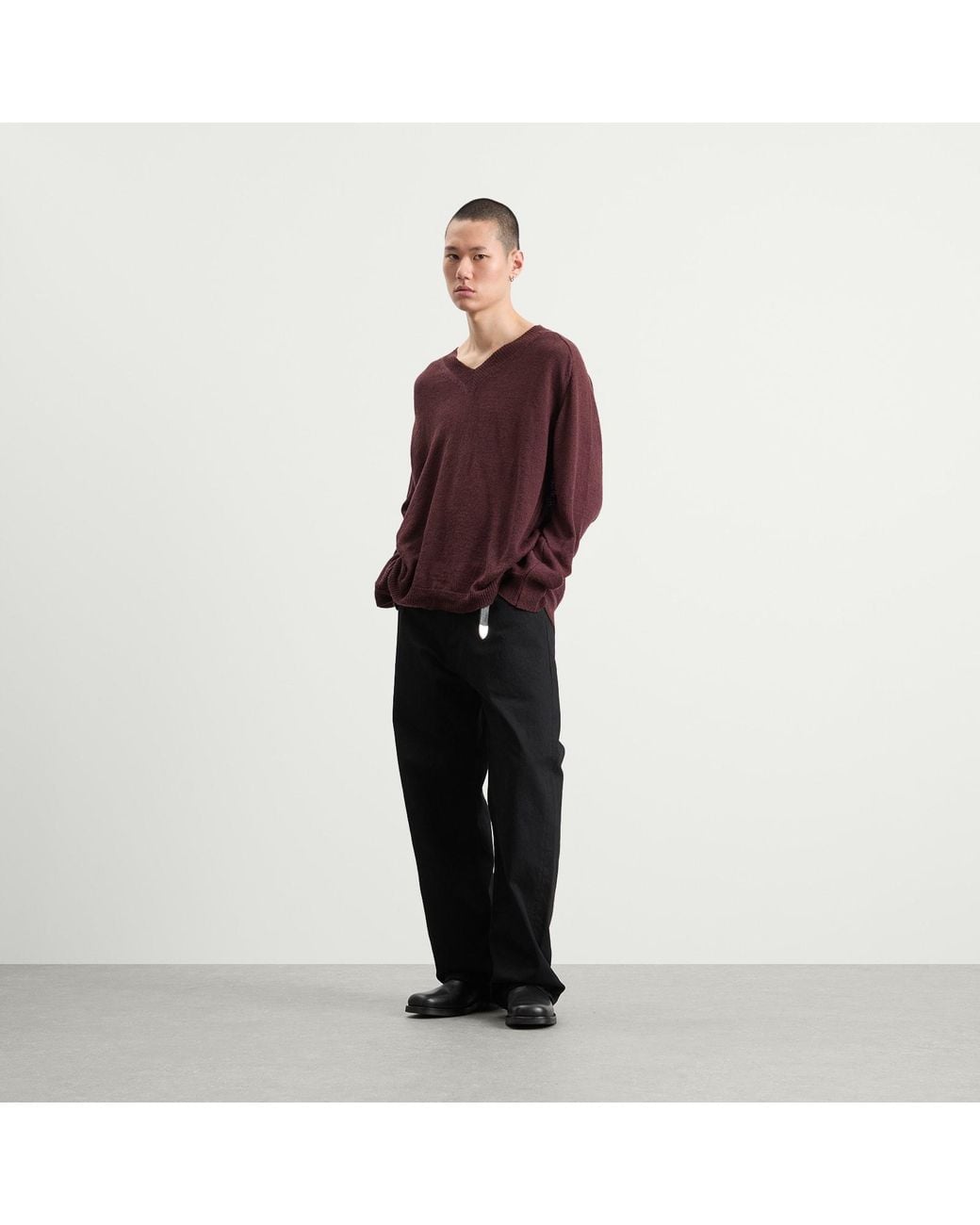 Our Legacy Purple Linen Rue V-Neck Jumper for men