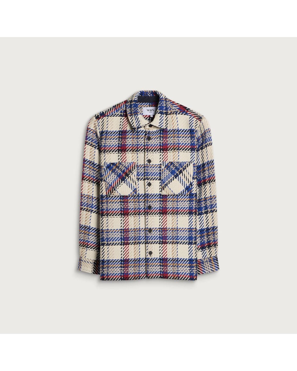 Wax London Blue Whiting Jazz Weave Overshirt for men