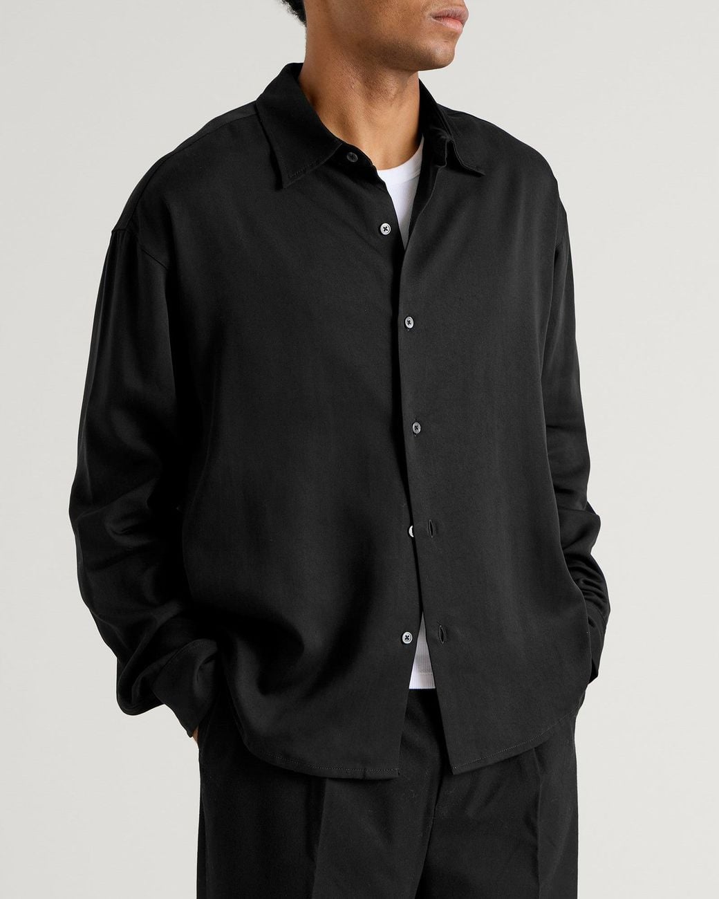 Danny Sizer Daniel Simmons Drape Shirt in Black for Men | Lyst