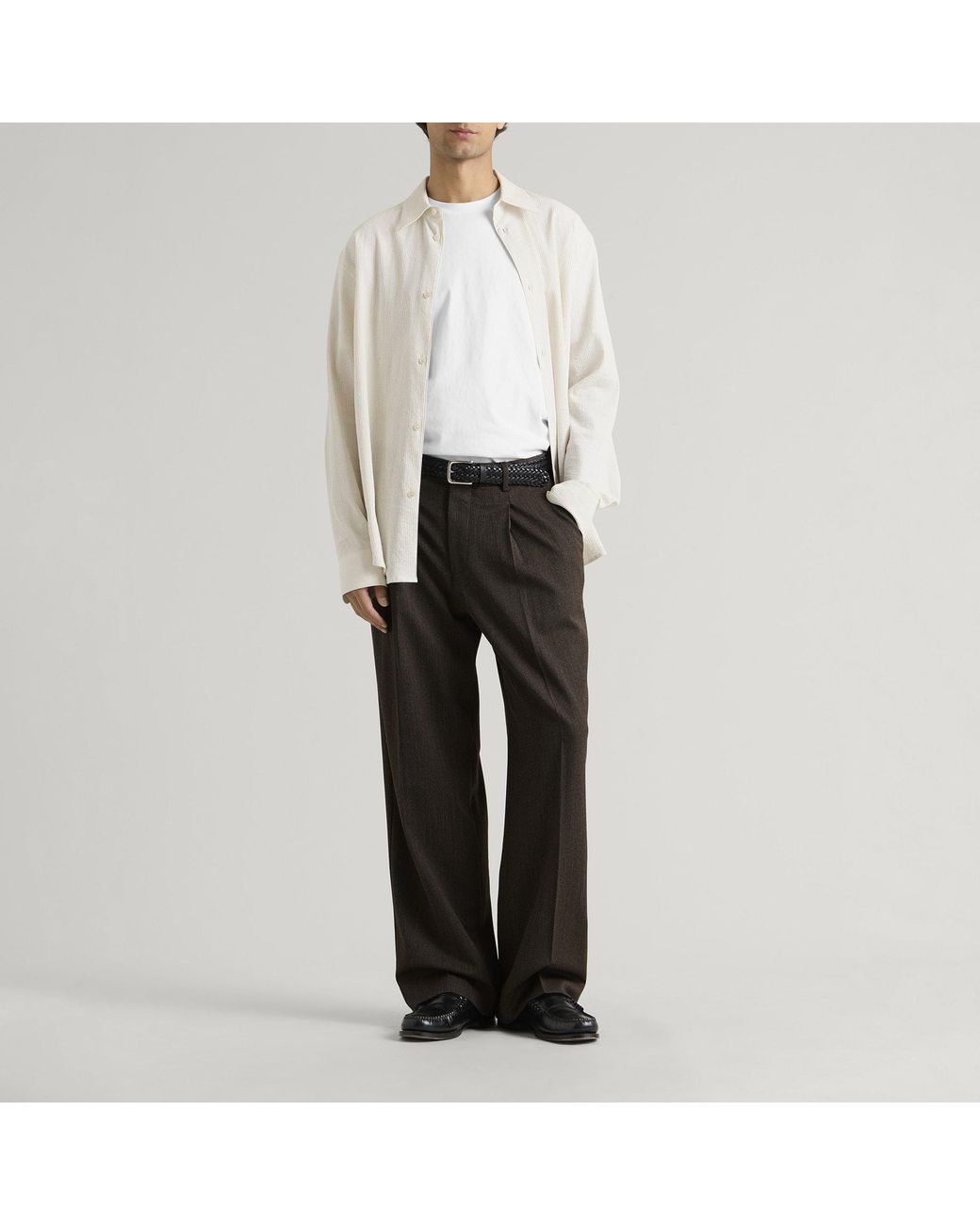 Wax London Black Piper Wool Blend Two Tone Pleated Trousers for men
