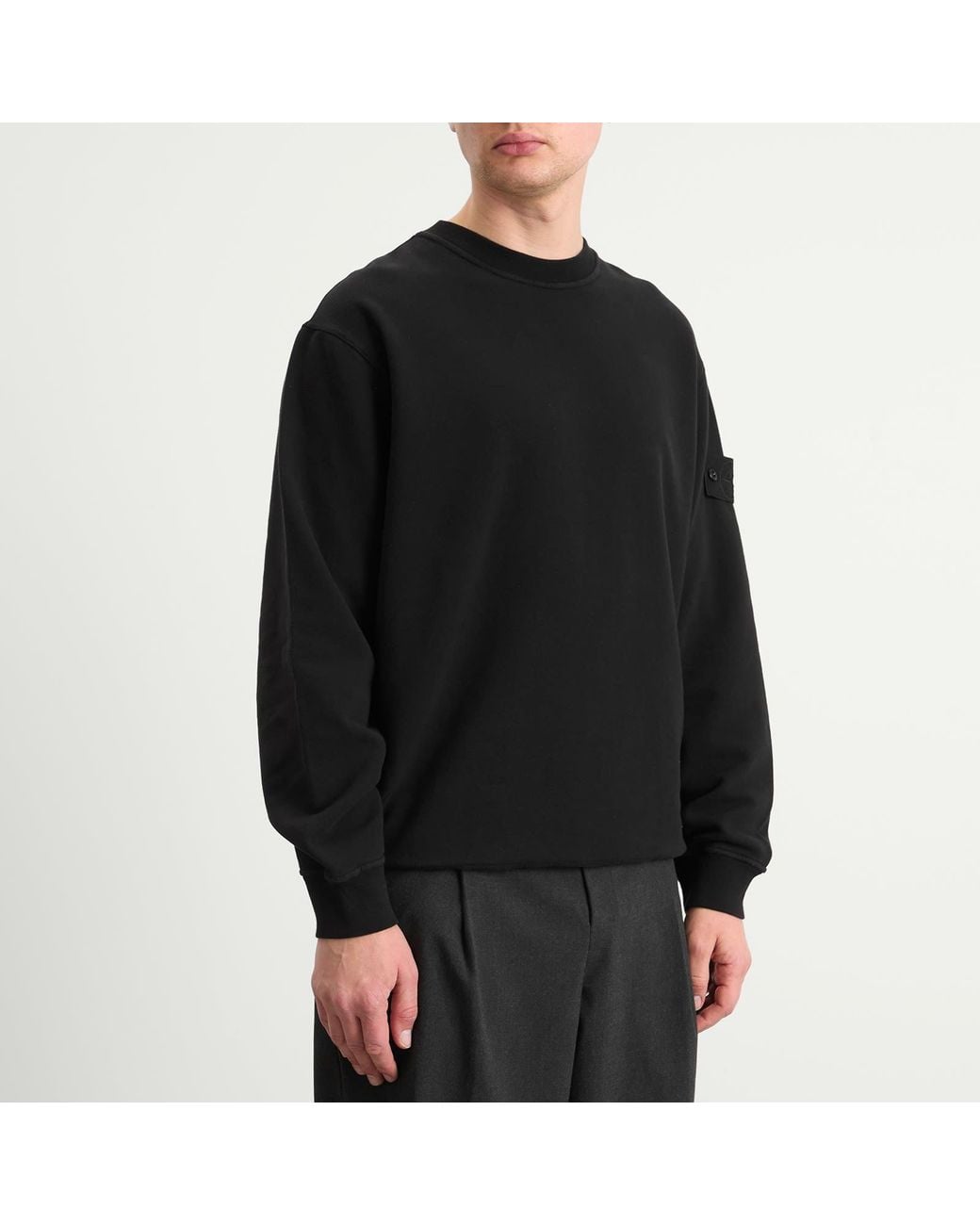 Stone Island Ghost Crew Neck Sweatshirt in Black for Men | Lyst