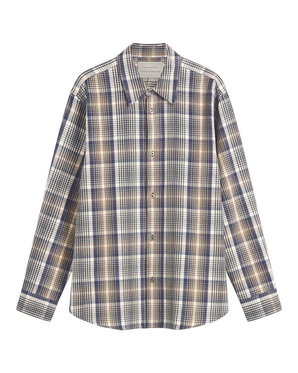 Studio Nicholson Gray View Brushed Check Long Sleeve Shirt for men