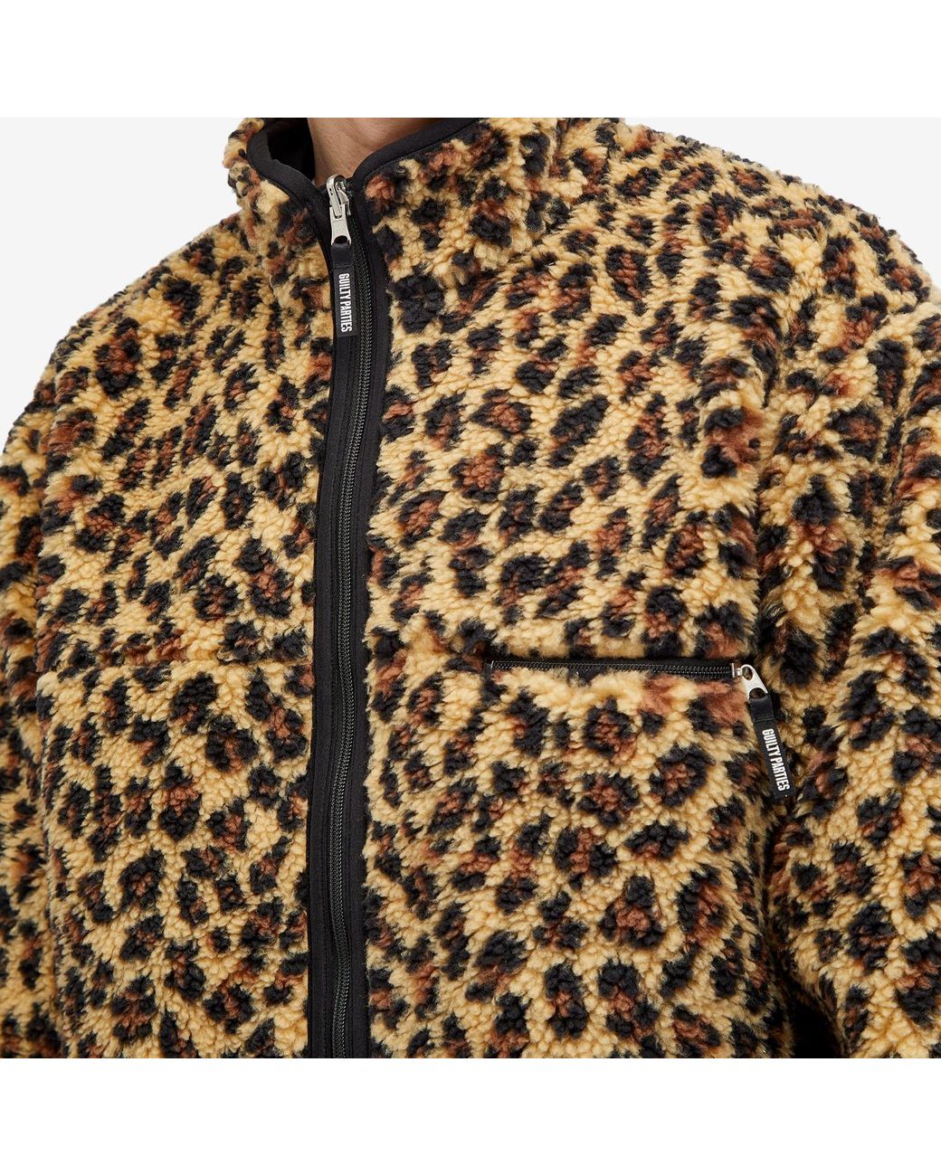 Wacko Maria Reversible Leopard Fleece Jacket in Brown for Wacko Maria Reversible Leopard Fleece Jacket in Brown for