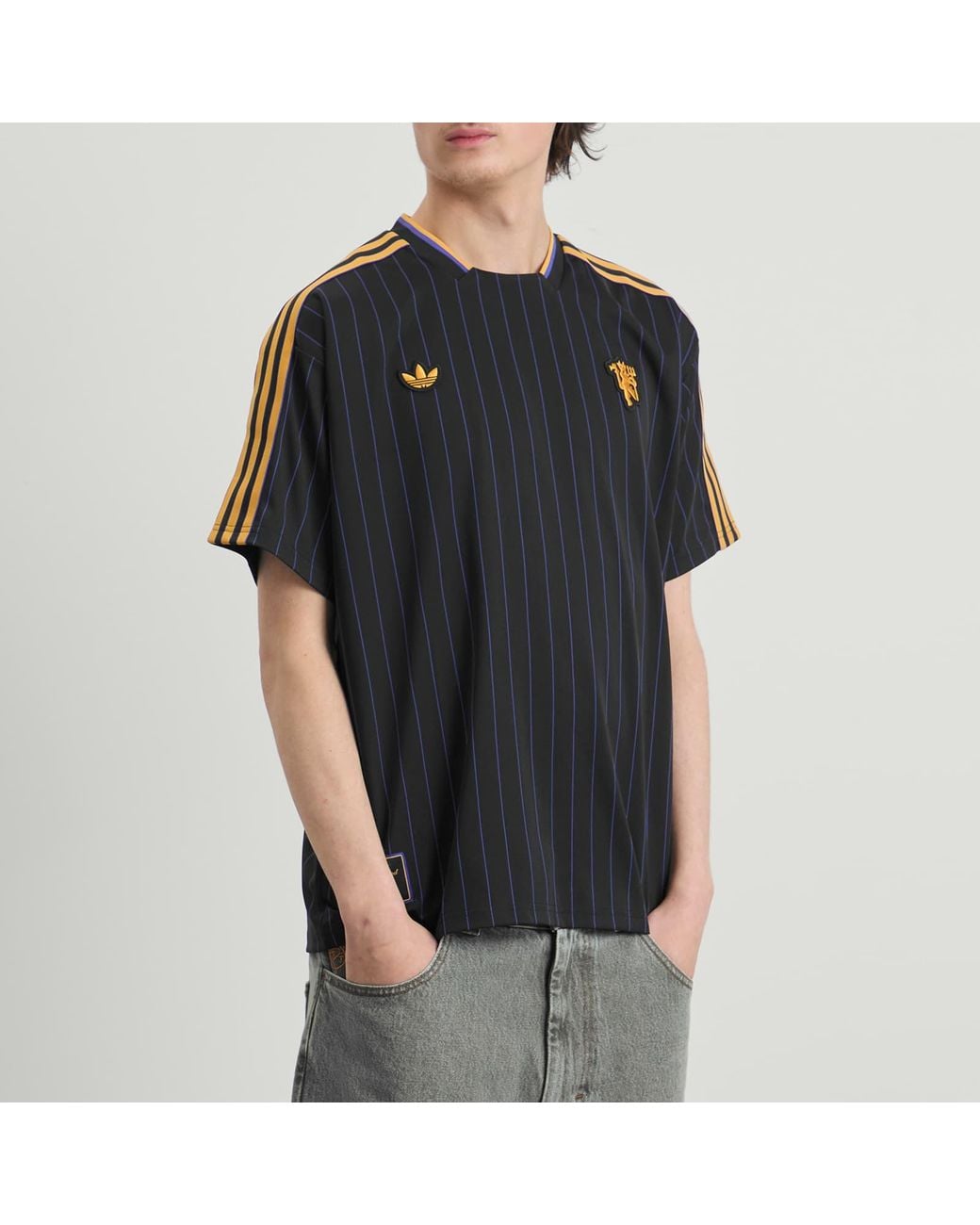 adidas Manchester United Icon Jersey Top in Black for Men | Lyst