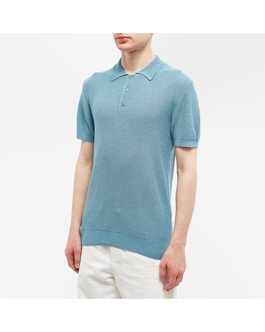 A.P.C. Fred Knit Polo Shirt in Blue for Men | Lyst