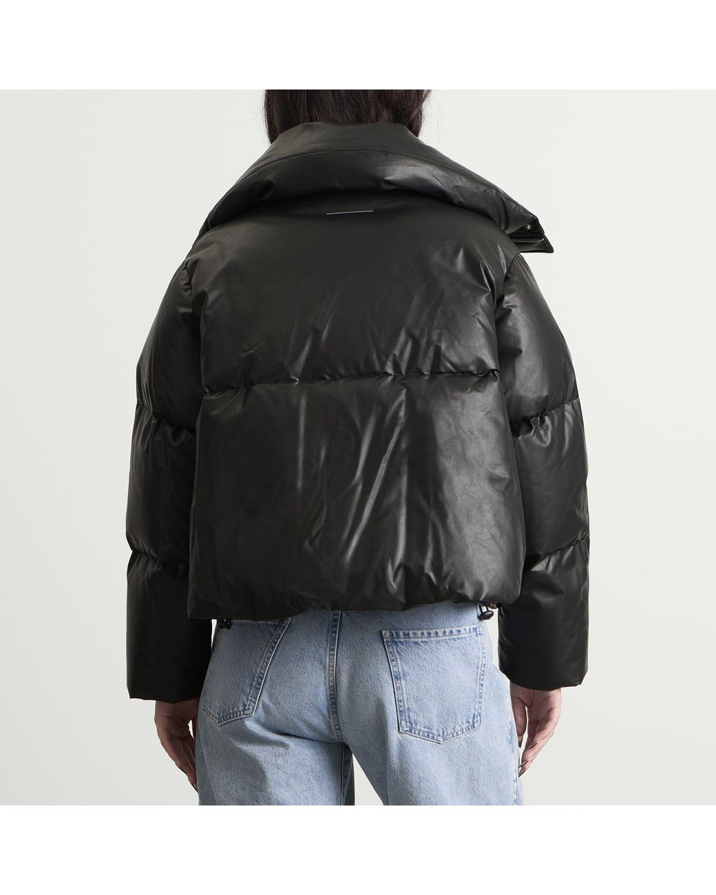 Maison Margiela Black Mm6 Faux Leather Padded Jacket