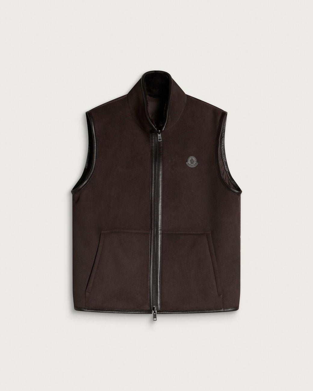 Moncler Brown Rysfen Shearling Vest Jacket for men