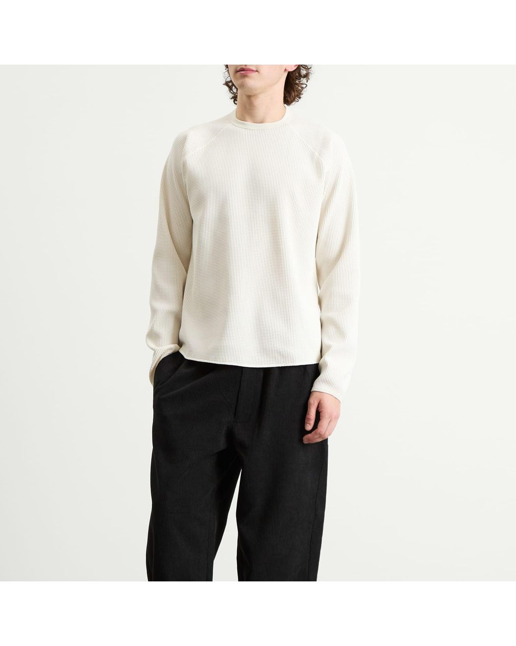 Goldwin White Waffle Light Long Sleeve T-Shirt for men