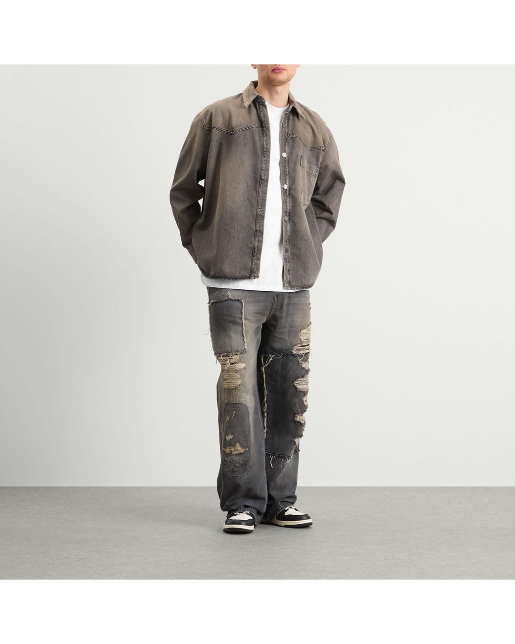 Capenter Clothes Amiri Carpenter Repaired Baggy Jeans in Gray for Men | Lyst