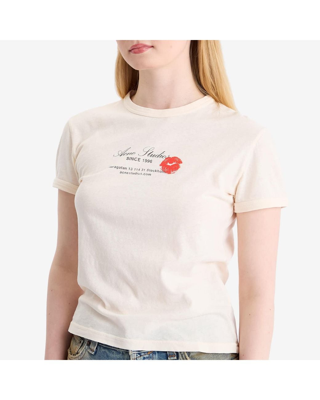 Acne Studios Etza Kiss Business Card Logo Shrunken T-Shirt in