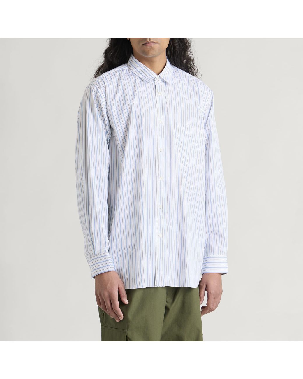 Comme des Garçons Blue Cotton Poplin Stripe Shirt for men