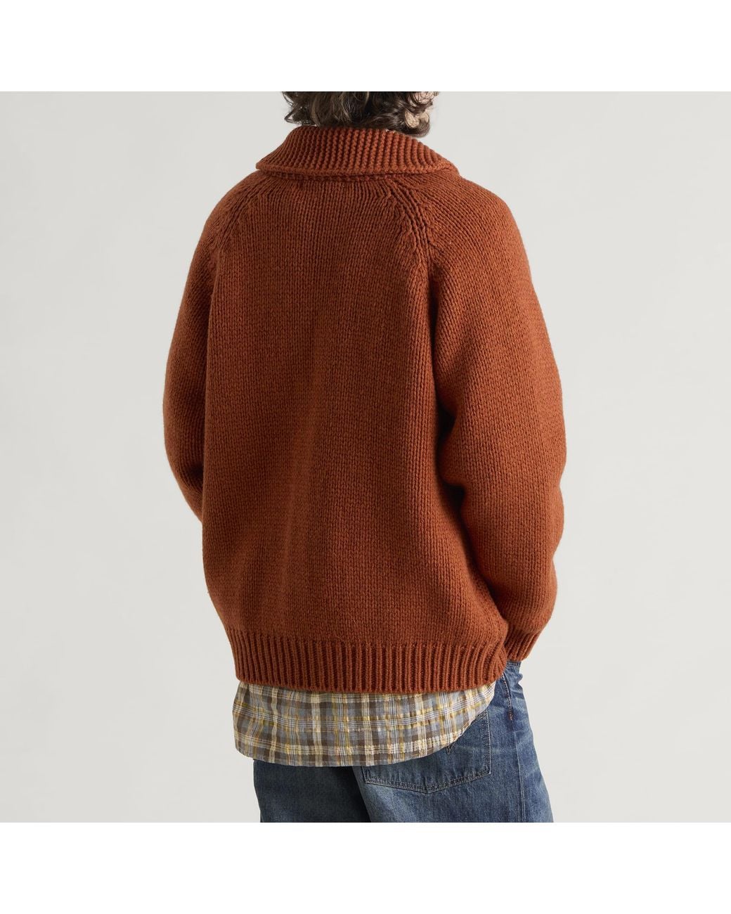 FRIZMWORKS Brown Heavy Cowichan Cardigan for men