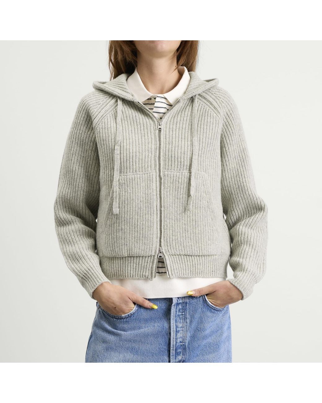DUNST Gray Hooded Knit Cardigan