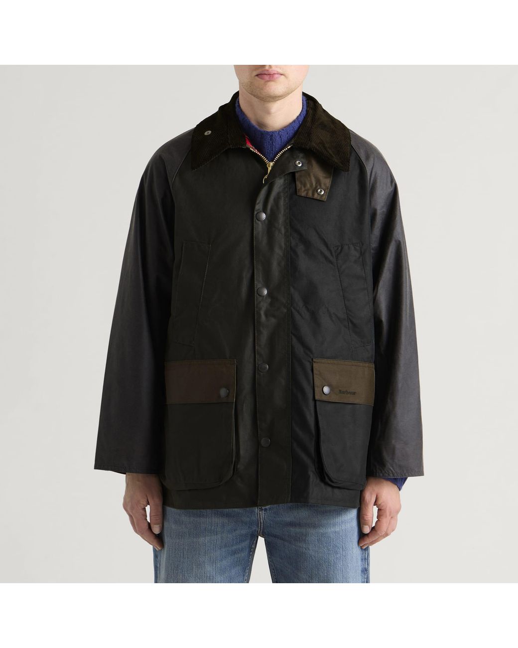 Barbour Black Patchwork Os Bedale Wax Jacket for men