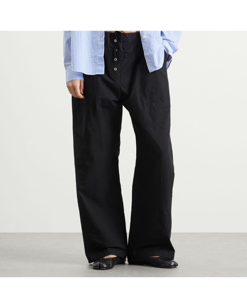 Studio Nicholson Black Ventura Drawstring Trousers