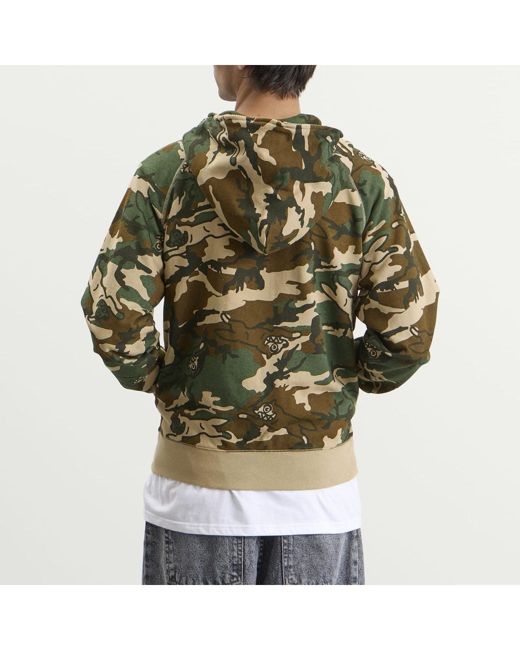 ICECREAM Green Running Dog Woodland Camo Zip Through Hood for men