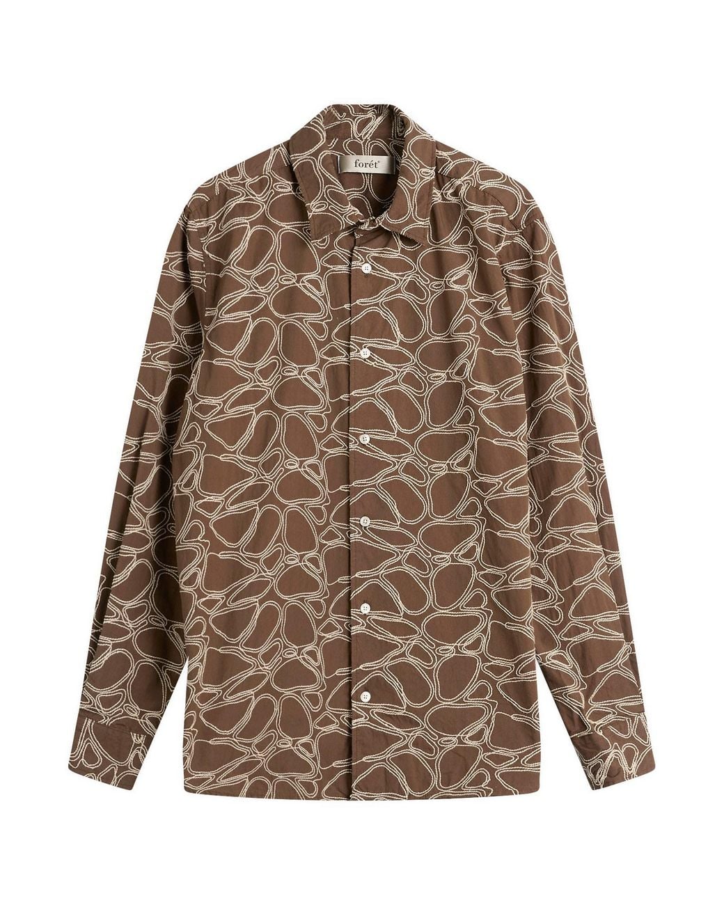 Forét Brown Dawn Embroidered Shirt for men
