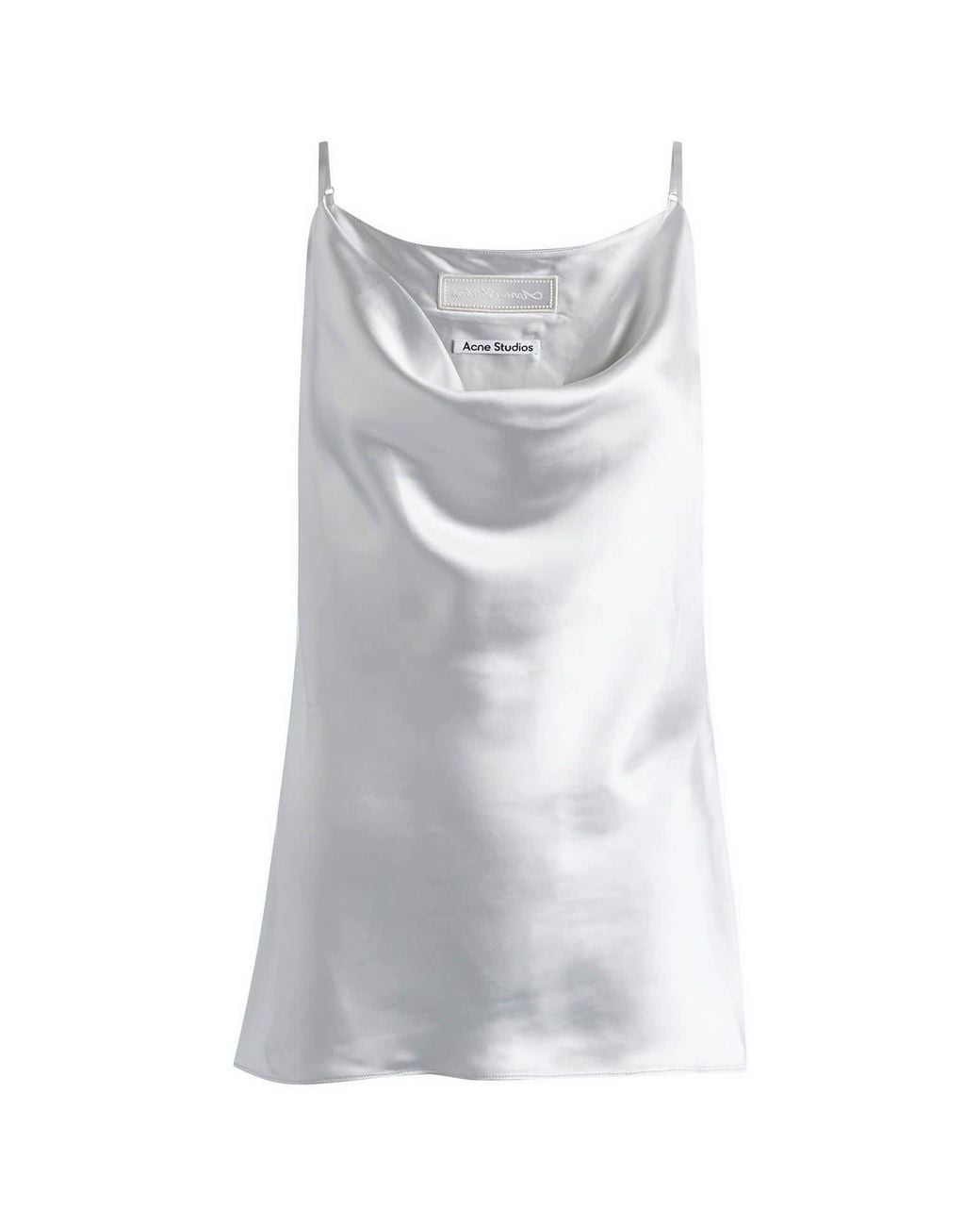 Acne Studios Temi Shiny Satin Cami Top in Gray | Lyst