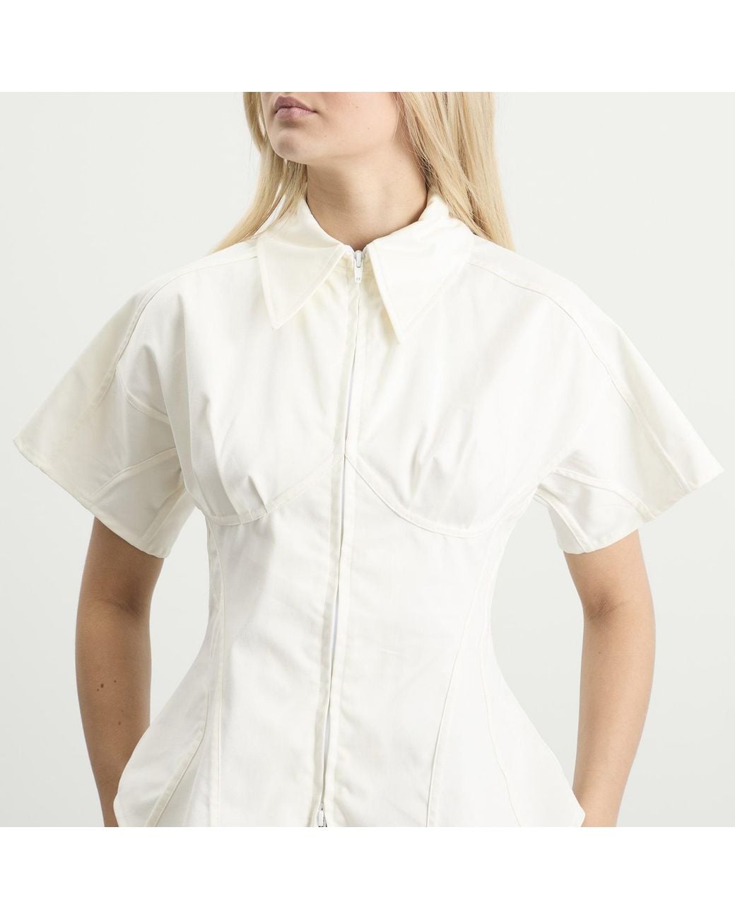 Tolu Coker White Panelled Contoured Bustier Blouse