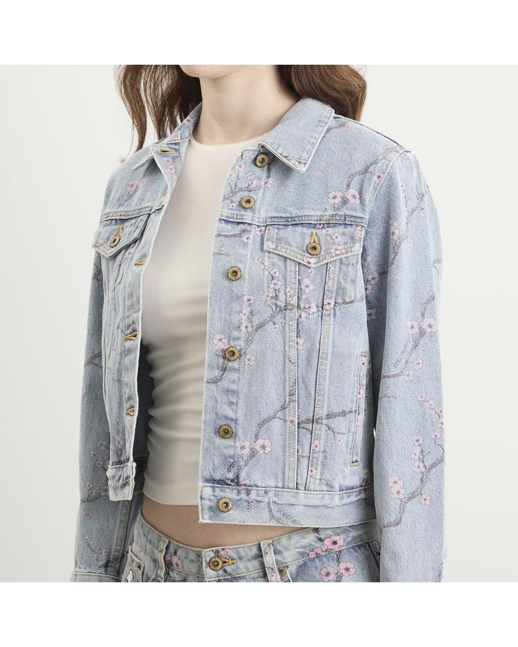 ICECREAM Blue Sakura Denim Trucker Jacket