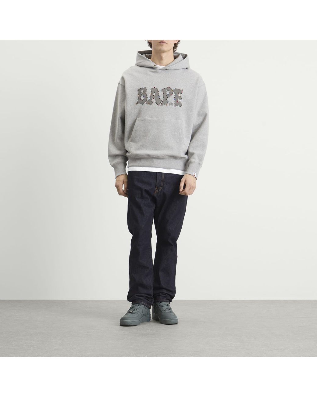 A Bathing Ape Gray Colour Stone Bape Hoodie for men