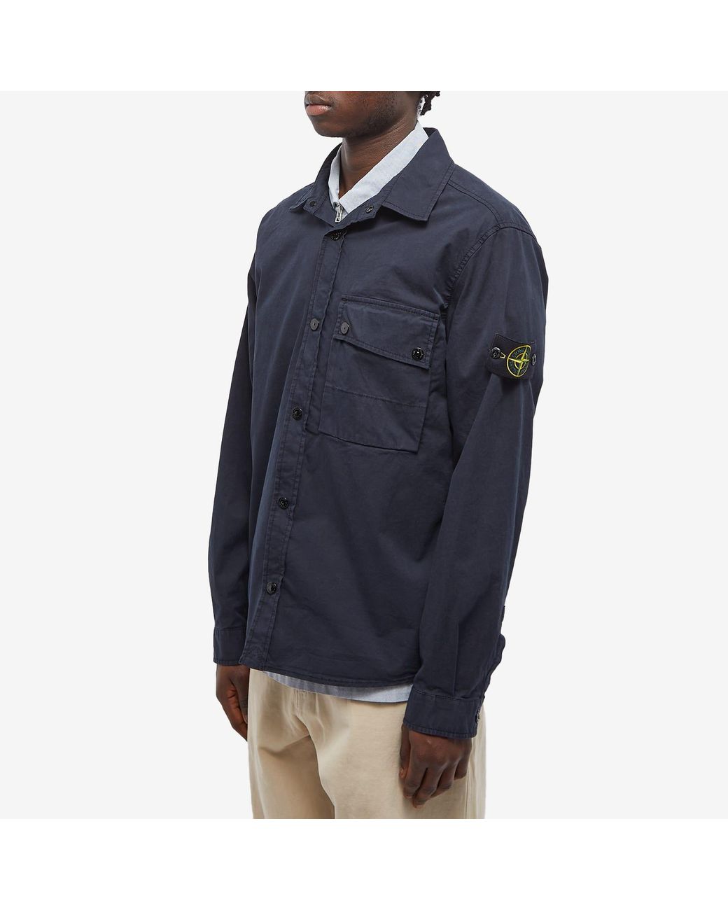 Stone Island Supima Cotton Twill Stretch-tc Button Overshirt in