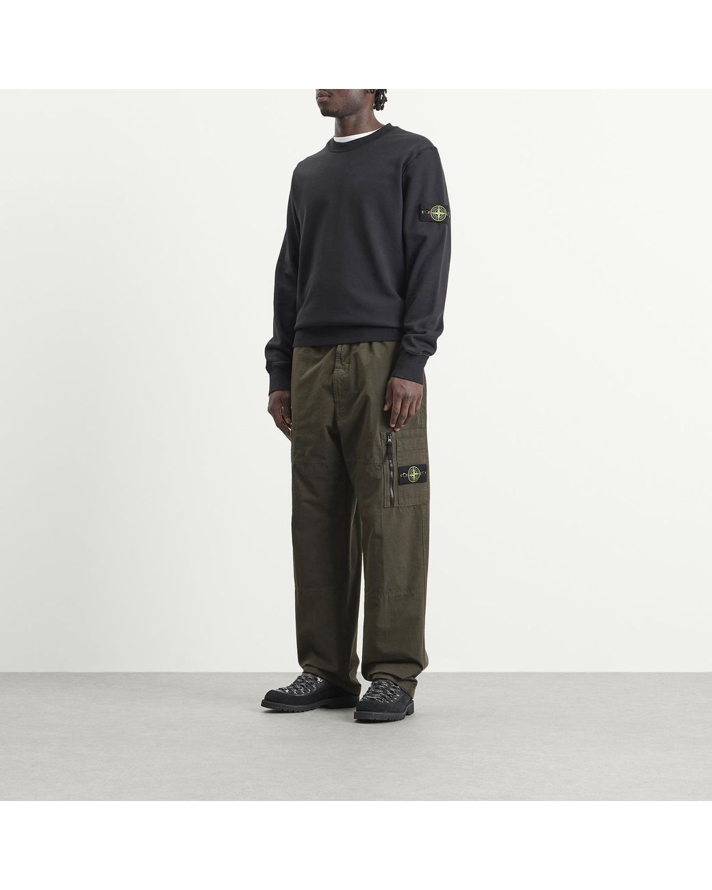 Stone Island Gray Organic Cotton Ripstop Cargo Pants for men