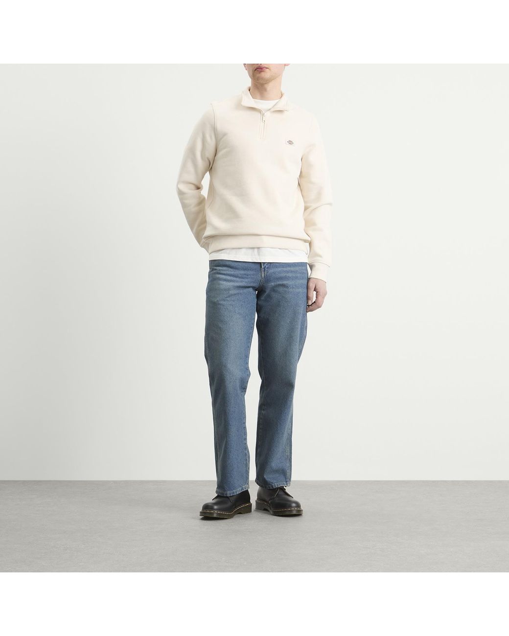Dickies White Oakport Quarter Zip Sweat for men
