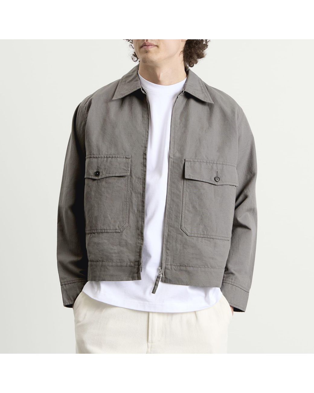 Universal Works Gray Linen Slub Weave S130 Jacket for men