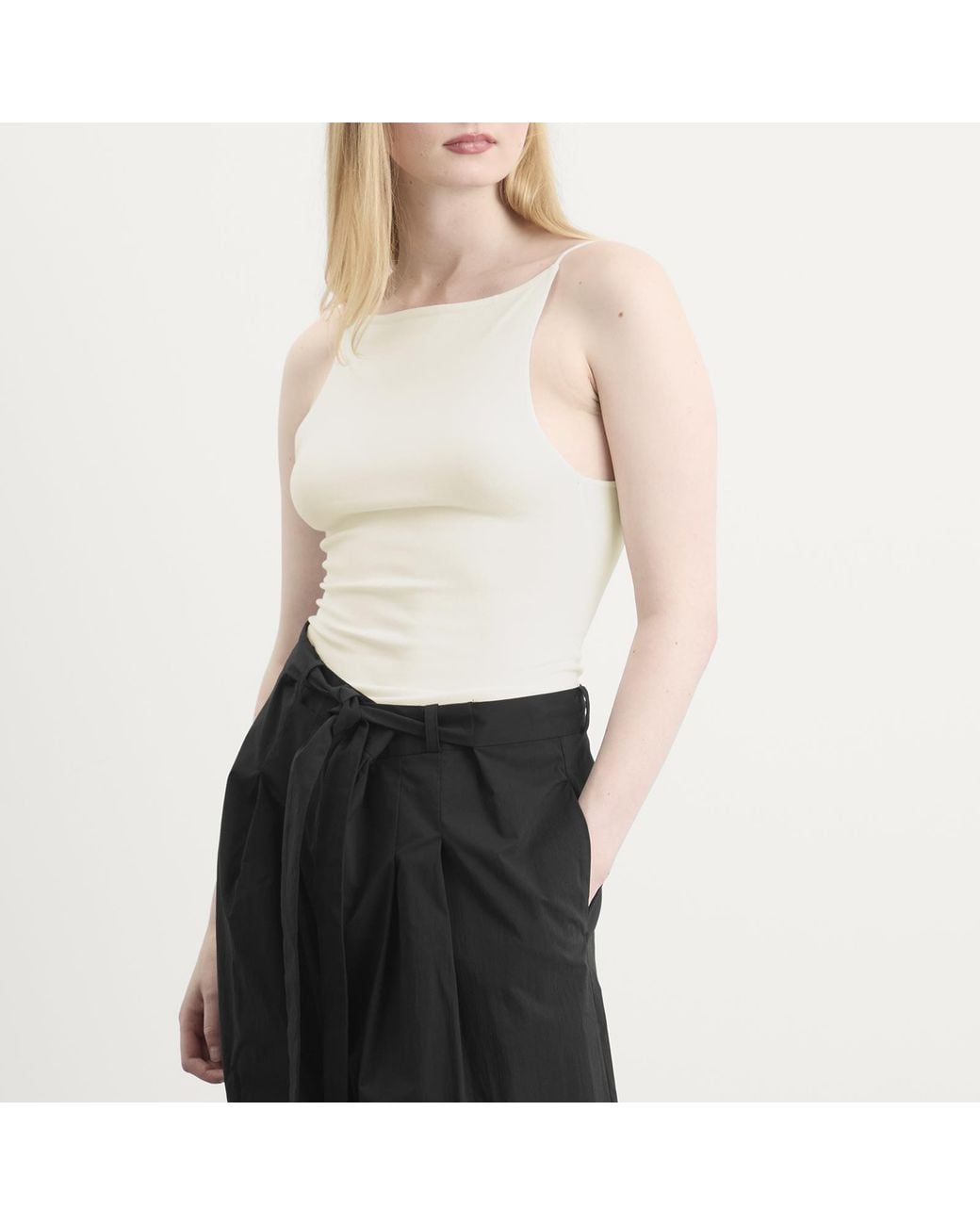 St. Agni White Square Neck Top