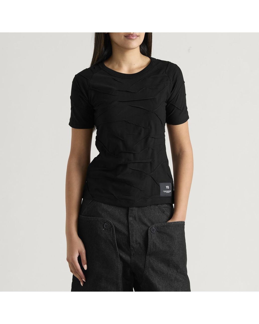 Y-3 Black Patchwork Cut T-Shirt