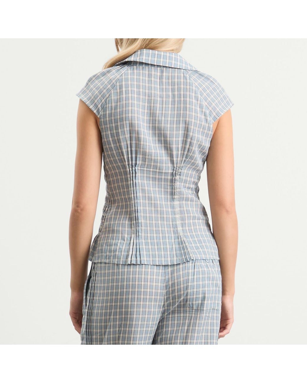 Peachy Den Gray Missy Asymmetric Stretch Blouse