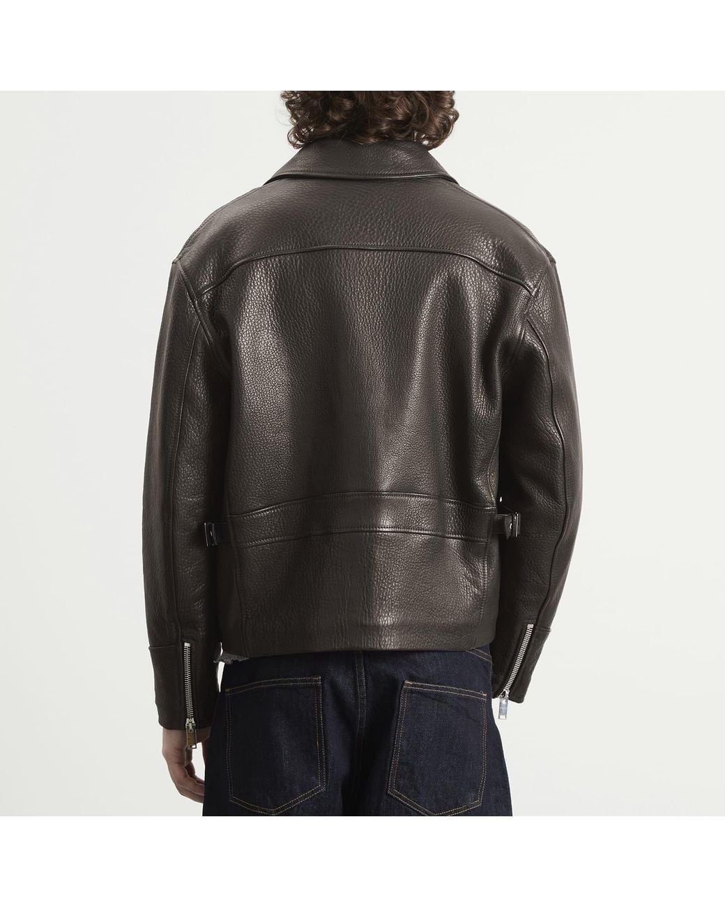 Second/Layer Black Second Layer Rider Leather Jacket for men