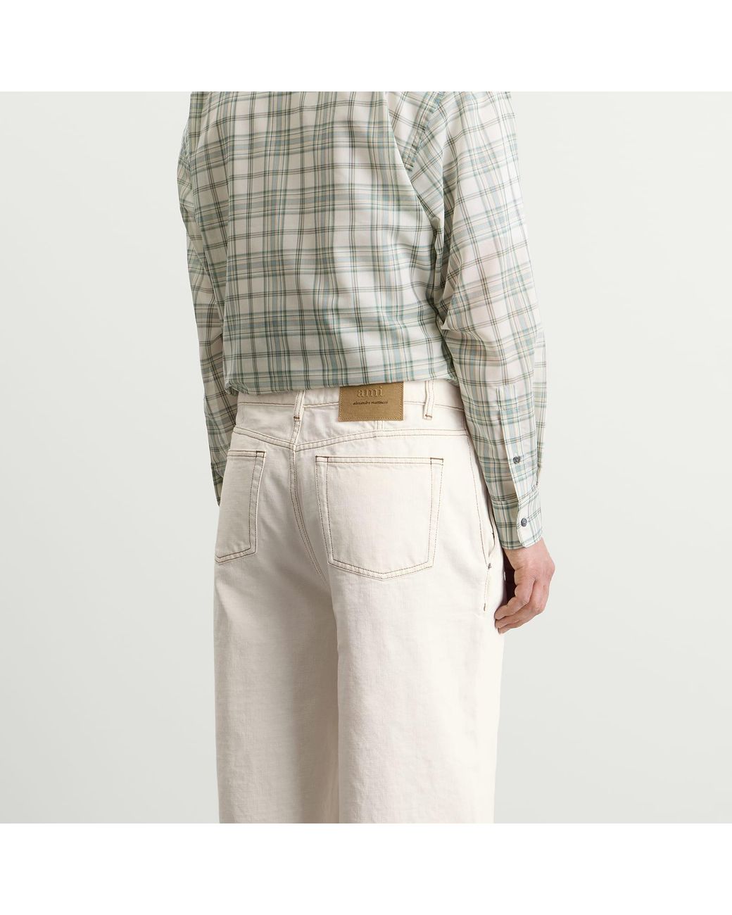 AMI Natural Light Denim Wide Fit Jeans for men