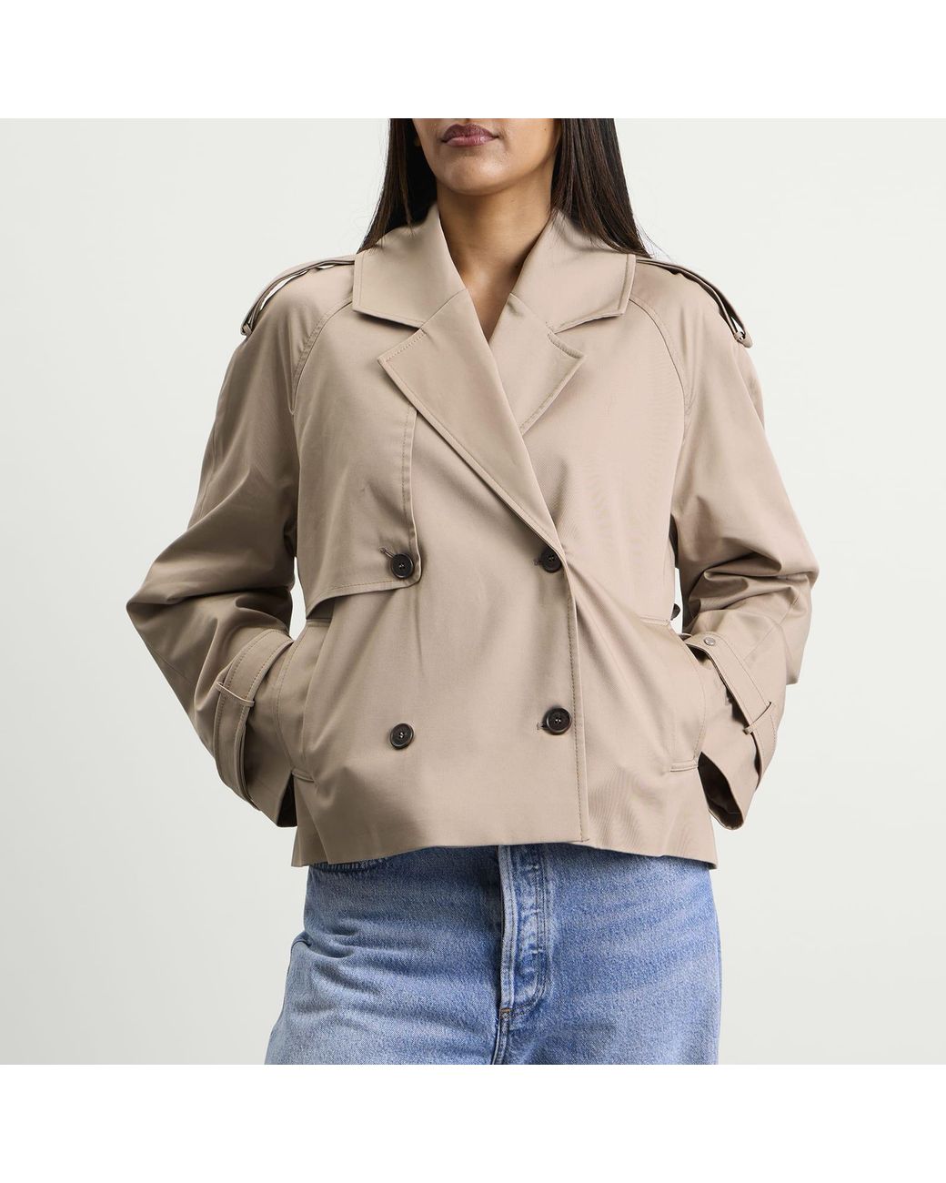 Anine Bing Natural Rickie Cropped Trench Coat