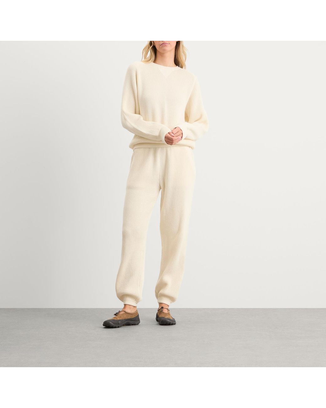NOTHING WRITTEN White Waffle Knit Pullover