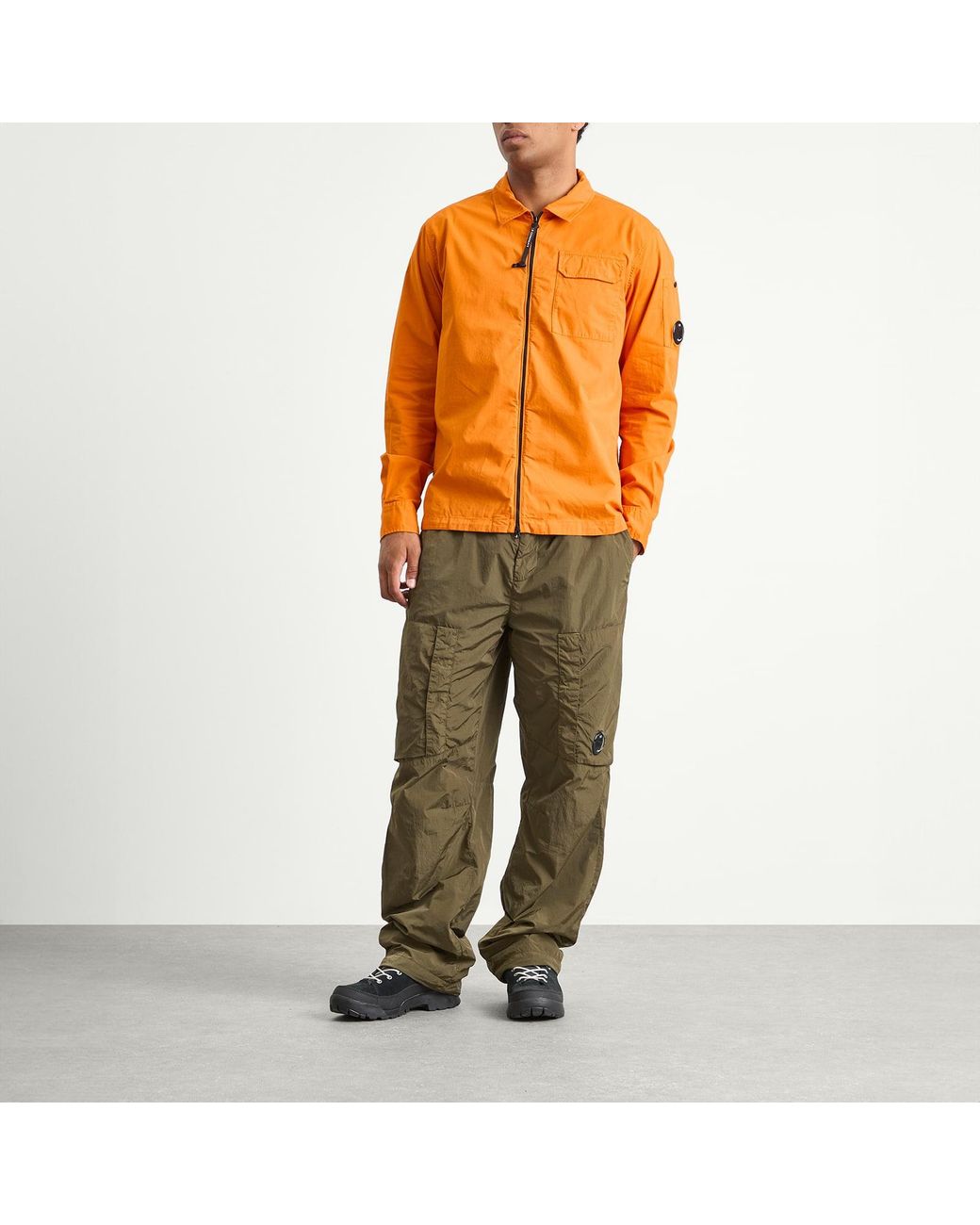 C P Company Orange Organic Gabardine Zip Overshirt for men