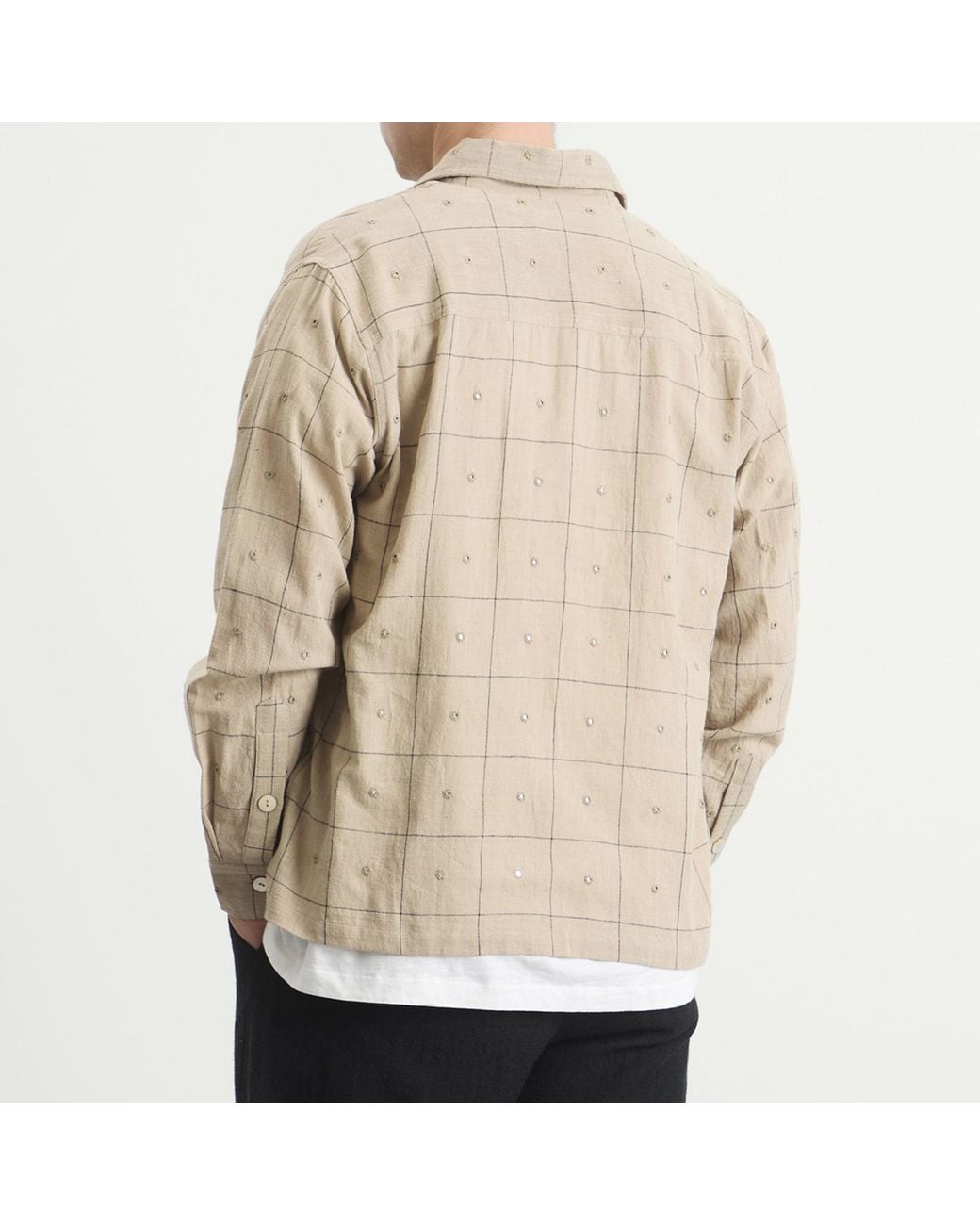 Kartik Research Natural Embroidered Mirror Box Shirt for men